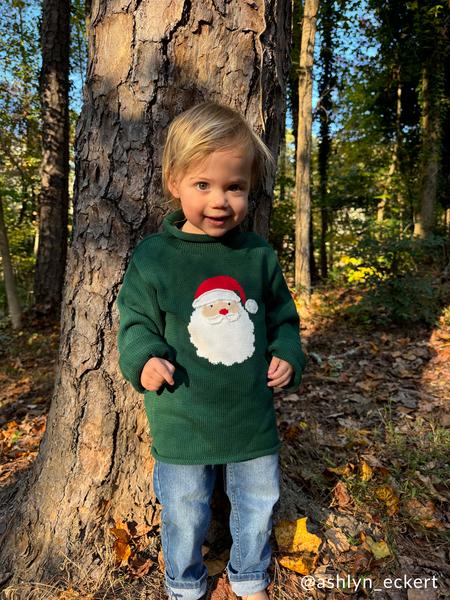 Mud Pie GREEN SANTA ROLLNECK TODDLER SWEATER