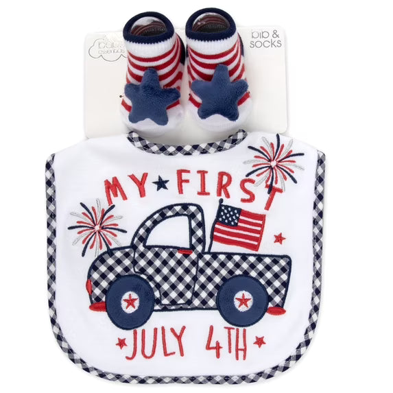 My First 4th of July Bib & Bootie Socks Set