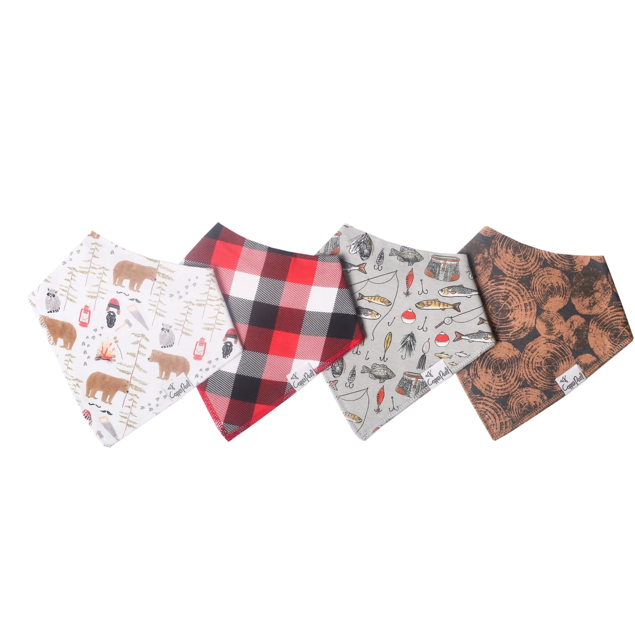 Copper Pearl Lumberjack Baby Bandana Bib Set (4-pack)
