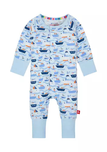 Forever and All Waves Convertible Printed Footie Pajamas