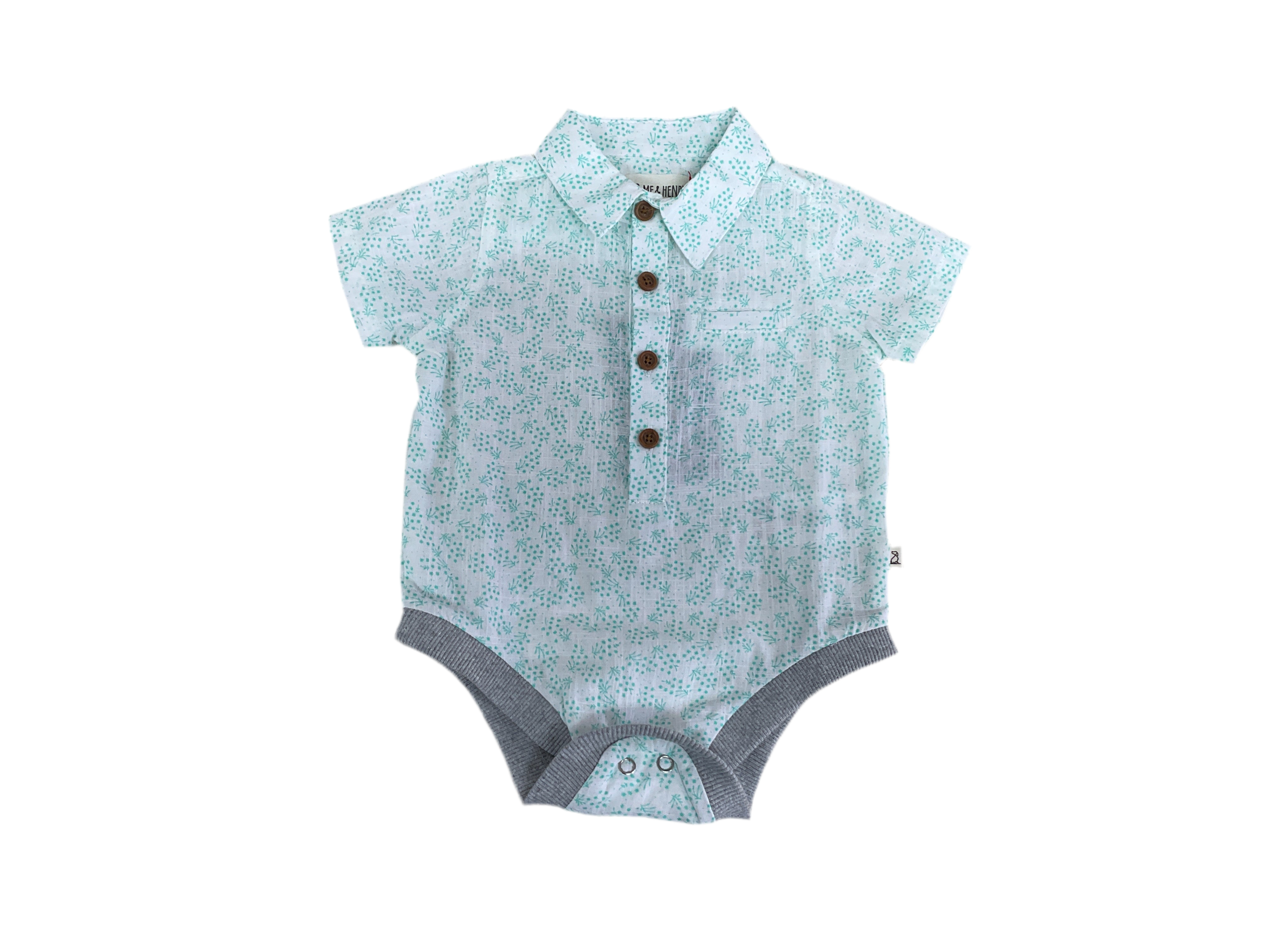 Newport Short Sleeve Button -Up- Aqua Floral
