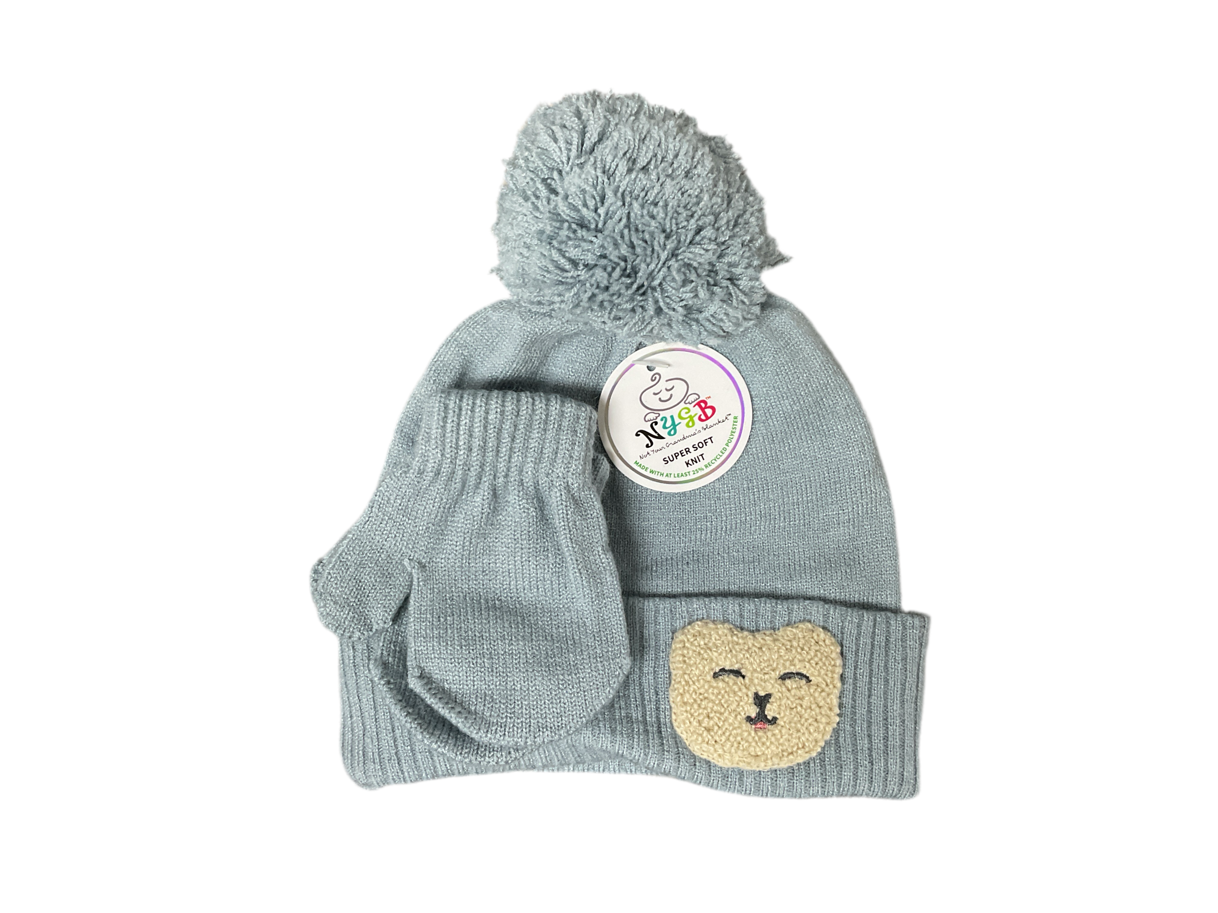 NYGB- Puffball Teddy Bear Hat- Blue