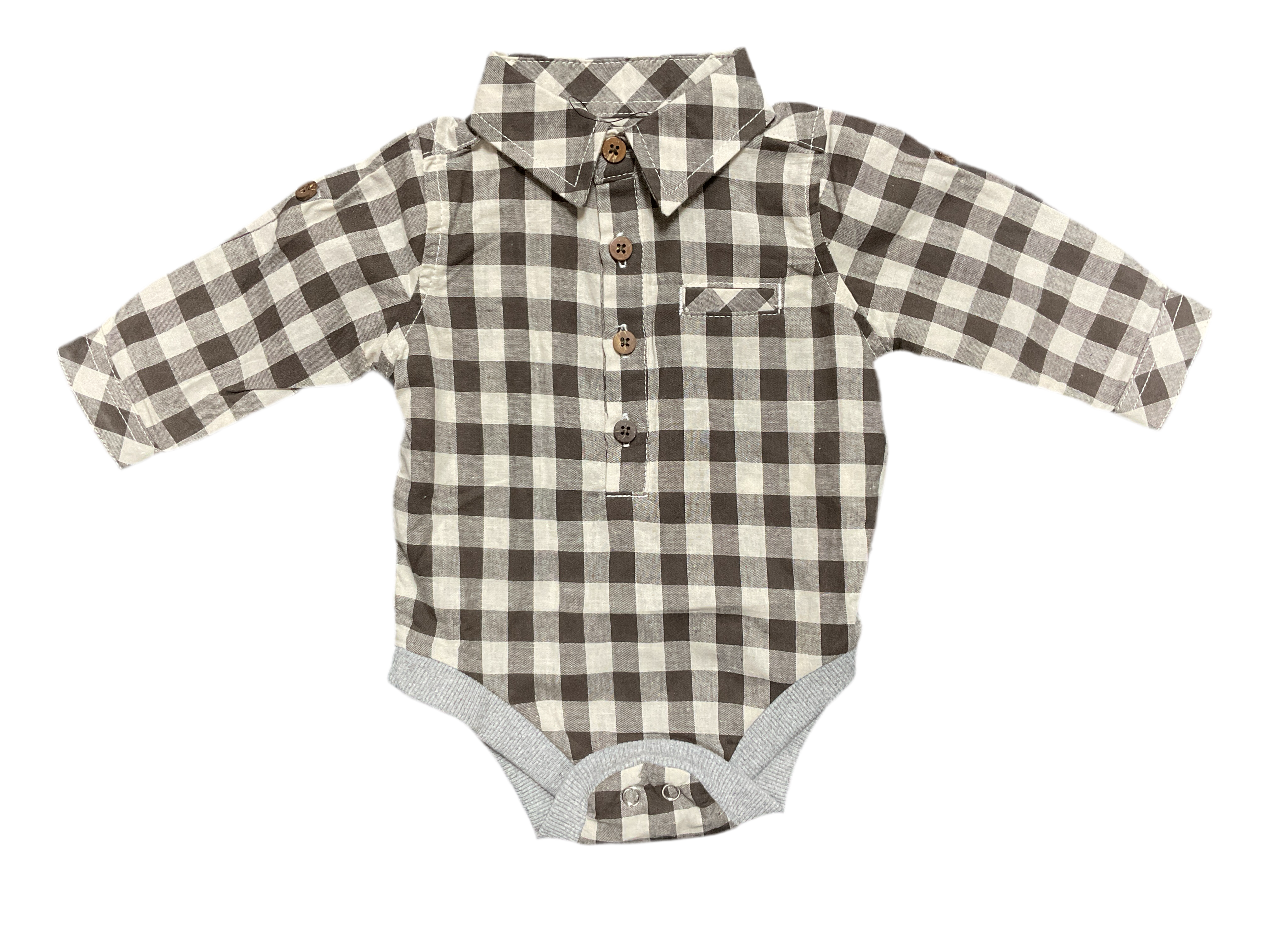 Me And Henry- Brown/Cream Plaid Bodysuit