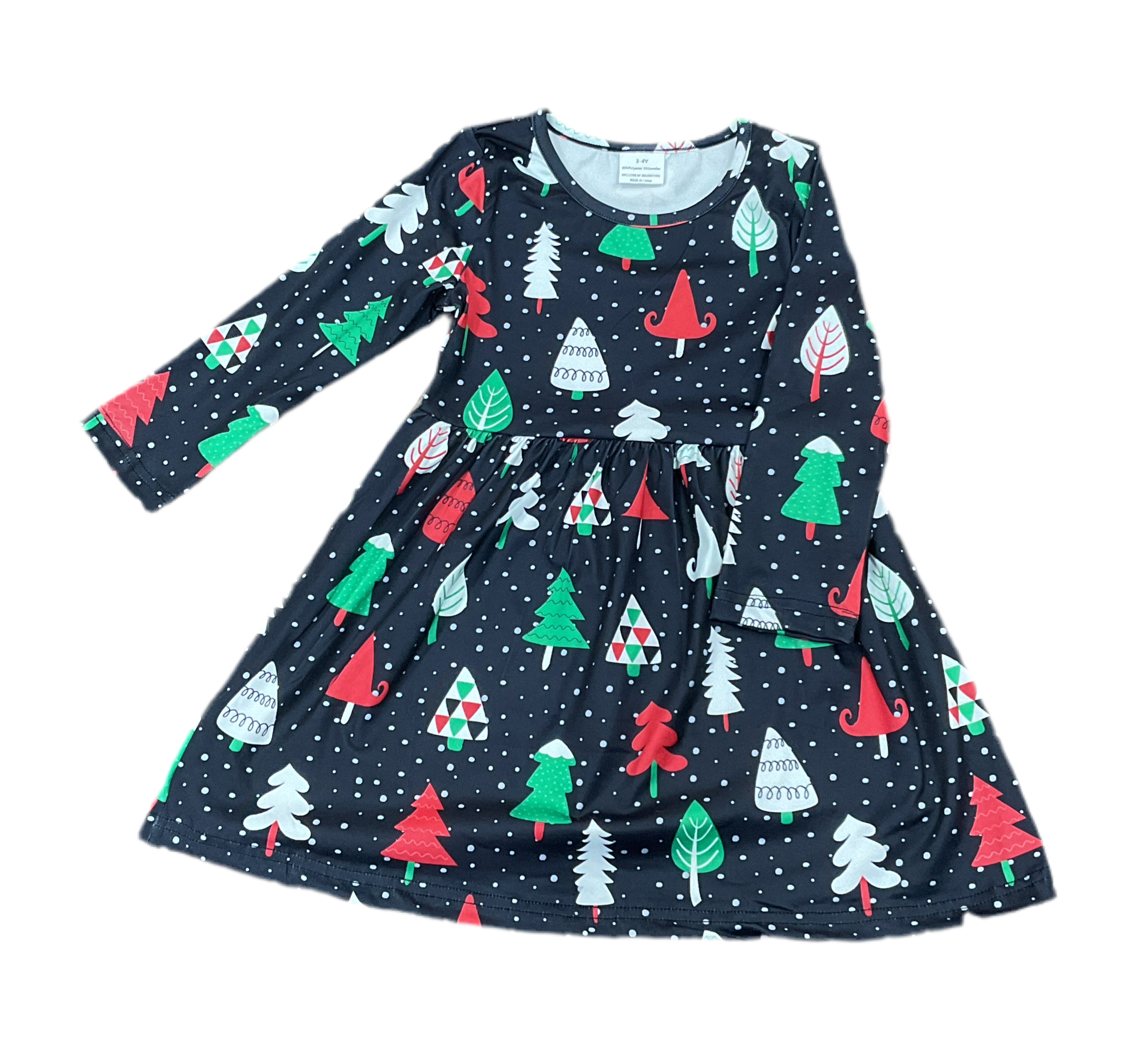 Aria Twirly Dress-Christmas Trees