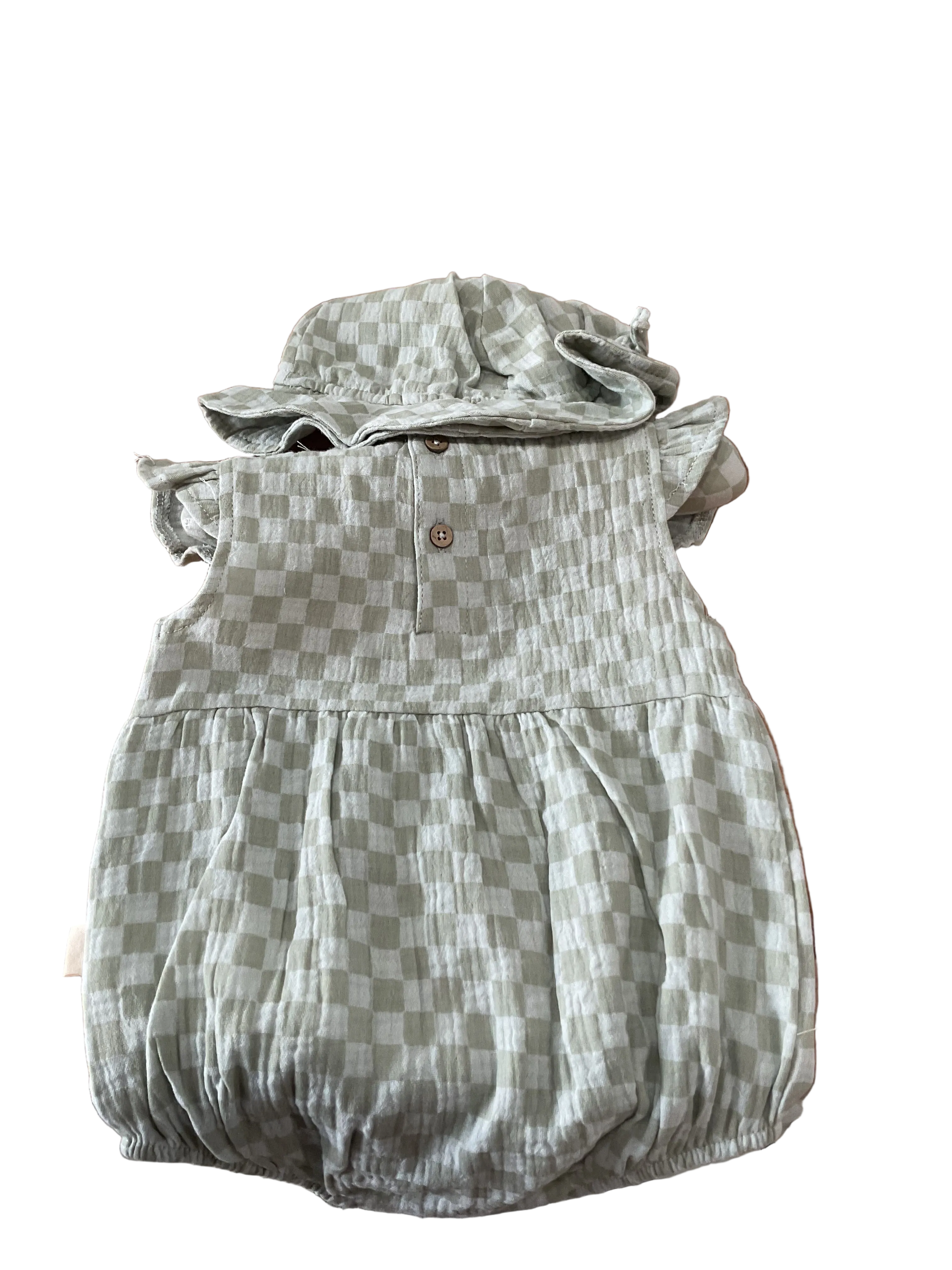 Rabbit + Bear Mint Romper and Hat