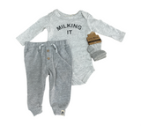 RABBIT + BEAR | 3Pc Milking It Onesie, Pant & Socks Set