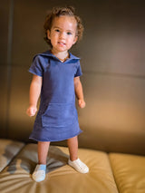 Kids' Organic French Terry Hoodie Dress in Indigo 12-18M