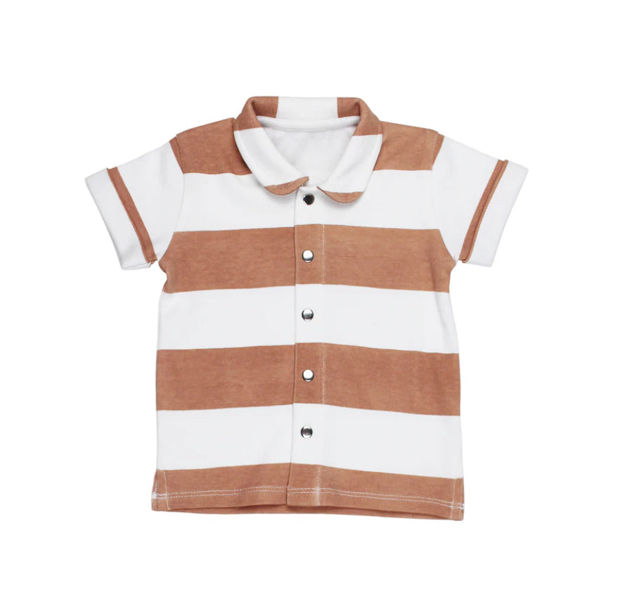 L’OVED BABY | Kids' Organic Button - Up Shirt in Adobe