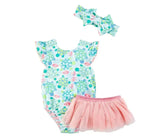 Mudpie- Turtle/Stripe Reversible Swimsuit And Tutu Set