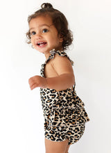 POSH PEANUT | Lana Leopard Basic Ruffled Capsleeve Bubble Romper -0/3M