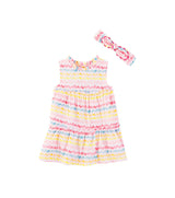 Mudpie- Rainbow Ric-Rac Dress And Headband Set