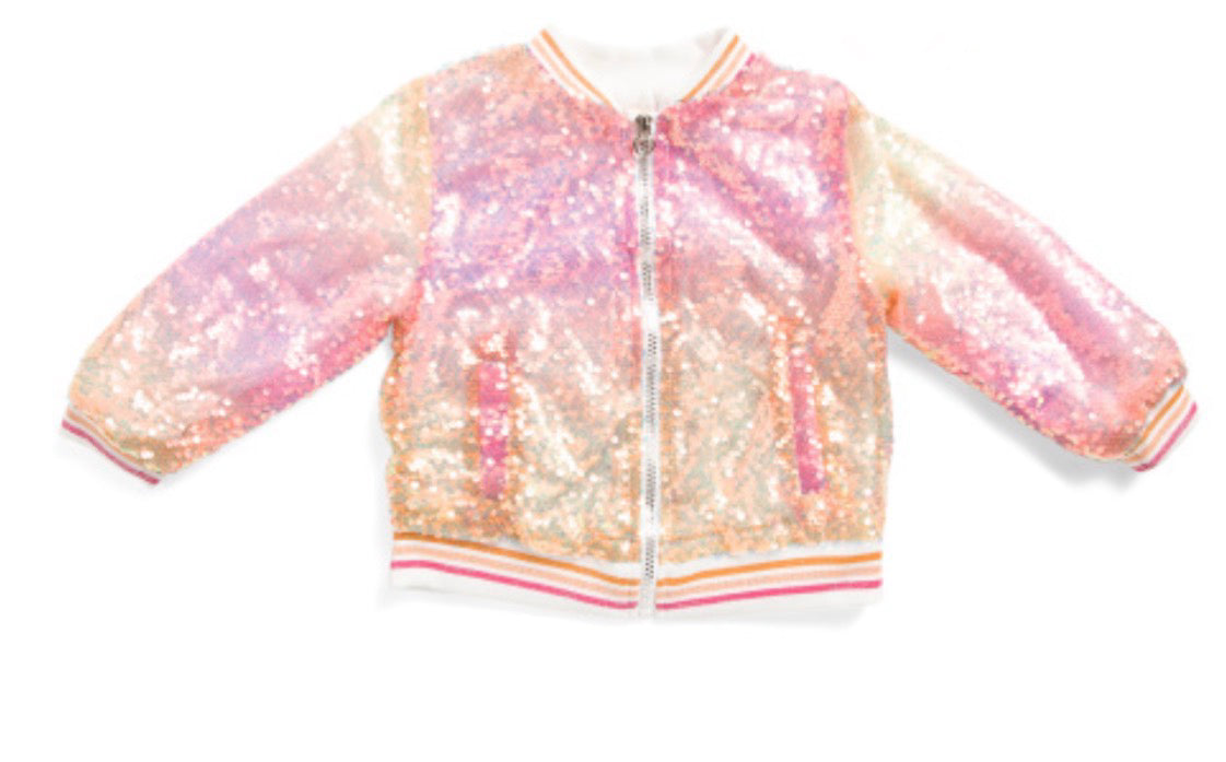 Girls Bomber Sequin Jacket
