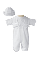 Boys White Christening Baptism Knicker with Shamrock Embroidery