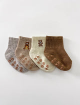 Little Me | 4Pk Mid Crew Gripping Socks - 12/18M Bears