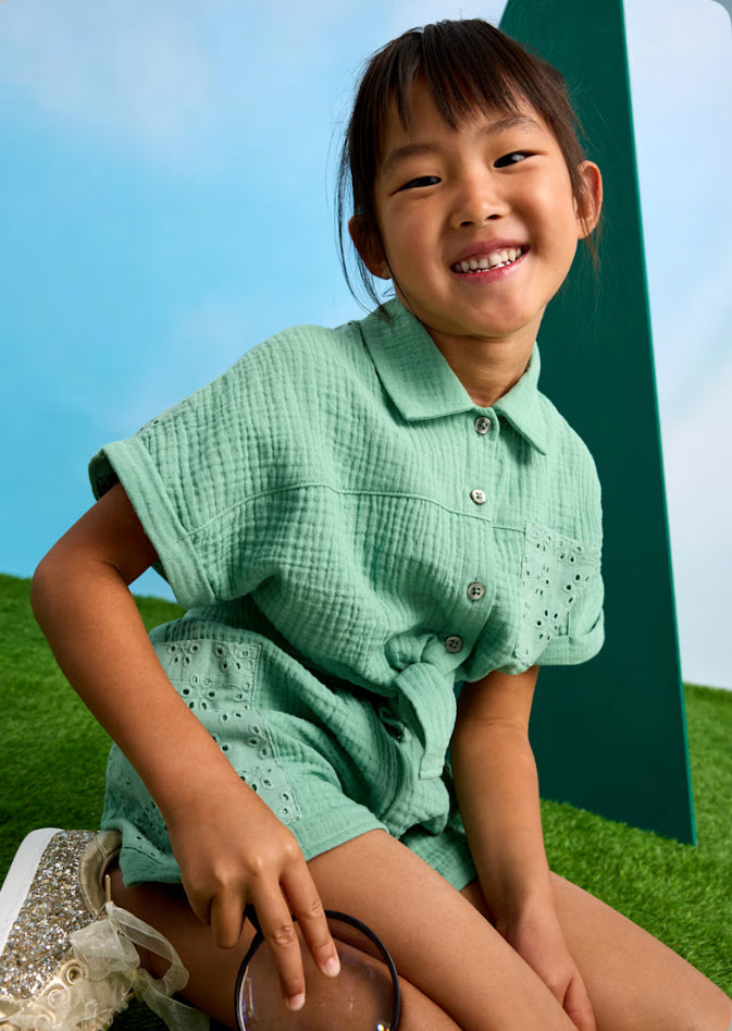 MAYORAL | Girl Eyelet Shorts and Blouse Set