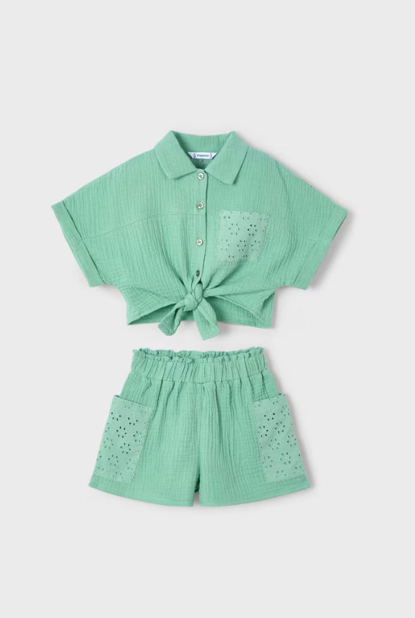 MAYORAL | Girl Eyelet Shorts and Blouse Set