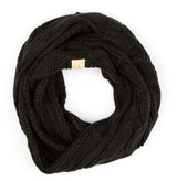 C.C | Solid Cable Knit Infinity Scarf-Black