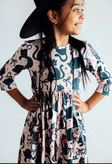 Pink Dress W/ Black Cats & Bows