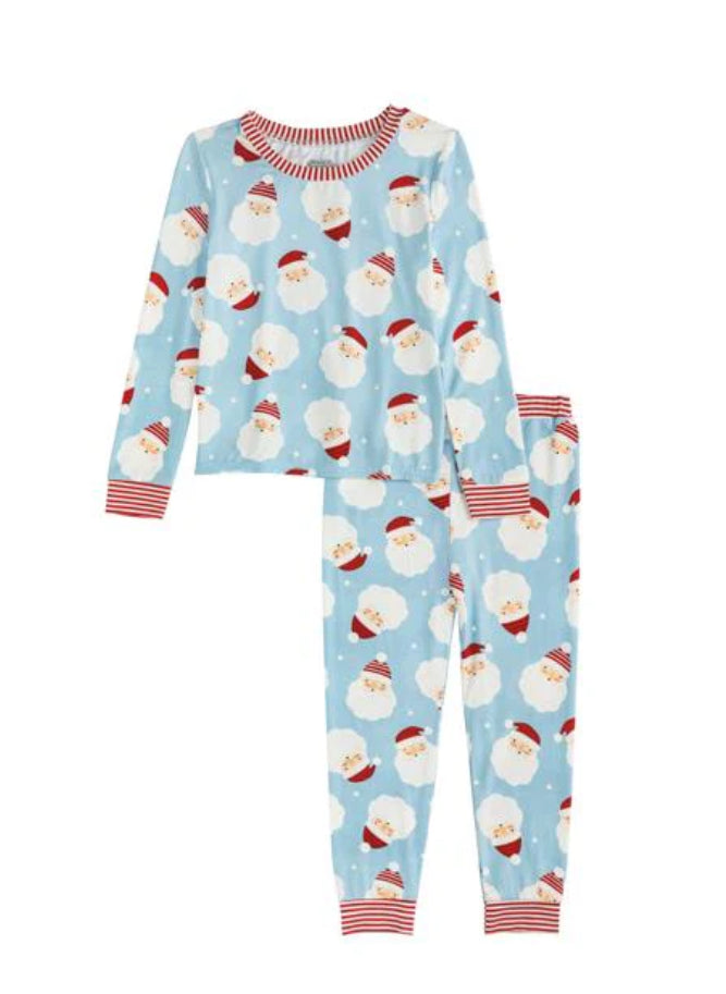 Mud Pie Blue Glow-In-The-Dark Santa Pajamas