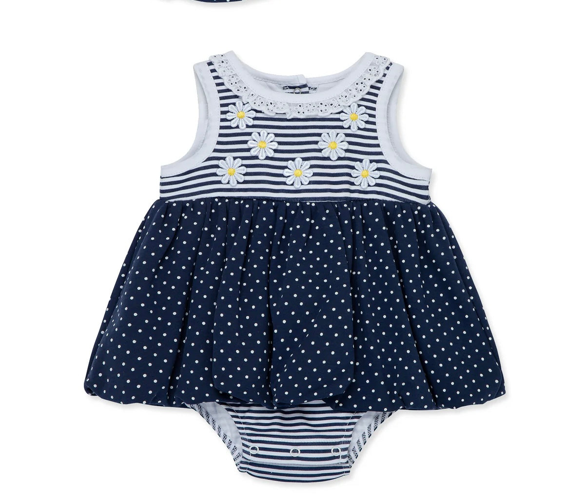 Little Me | Daisy Print Popover & Headband 2Pc Set