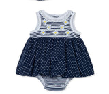 Little Me | Daisy Print Popover & Headband 2Pc Set
