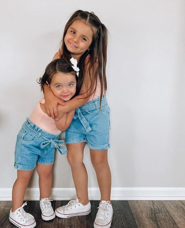 Bailey's Blossoms - Quinn Tie-Waist Denim Shorts - Blue Jean