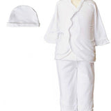 Girls 3Pc Bamboo Layette Set in White - 3/6M