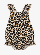 POSH PEANUT | Lana Leopard Basic Ruffled Capsleeve Bubble Romper -0/3M