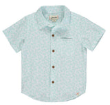 Newport Short Sleeve Button -Up- Aqua Floral