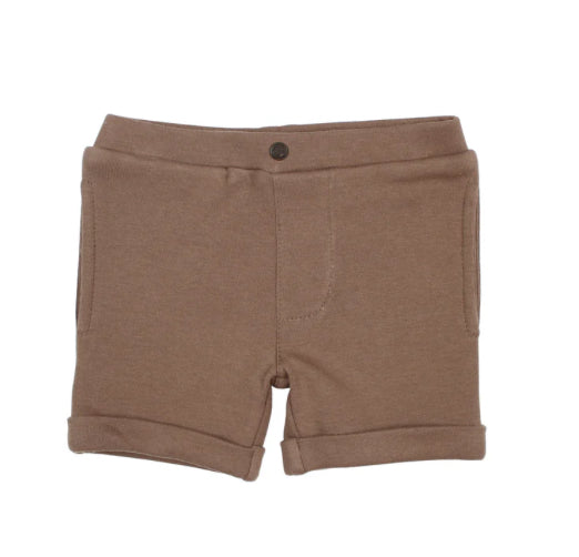 L’oved baby Kids' Organic Cuffed Shorts in Neutral Latte