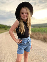 Bailey's Blossoms - Quinn Tie-Waist Denim Shorts - Blue Jean