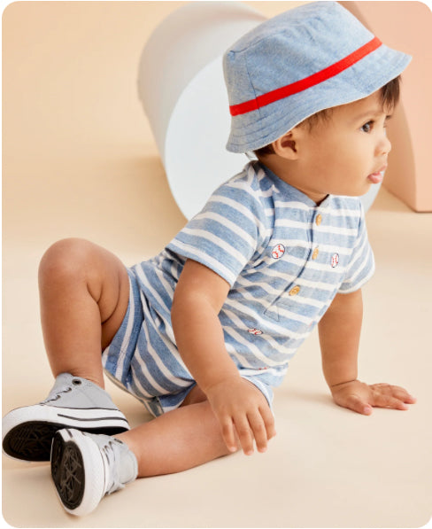 Little Me- Baseball Romper W Hat