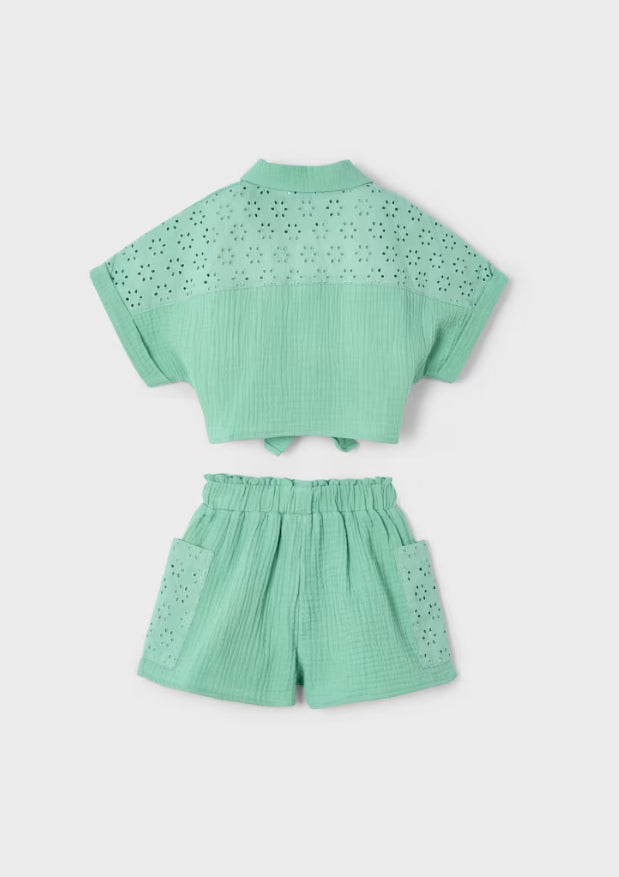 MAYORAL | Girl Eyelet Shorts and Blouse Set