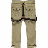 Me & Henry Olive Woven Pants with Suspenders 5/6Y