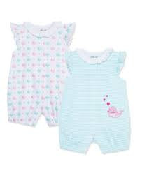 Little Me- 2Pk Whale Rompers - Girls