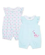 Little Me- 2Pk Whale Rompers - Girls