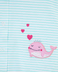 Little Me- 2Pk Whale Rompers - Girls