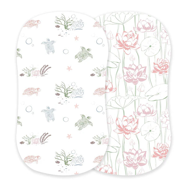 Turtles And Water Lily Changing Pad Cover/Bassinet