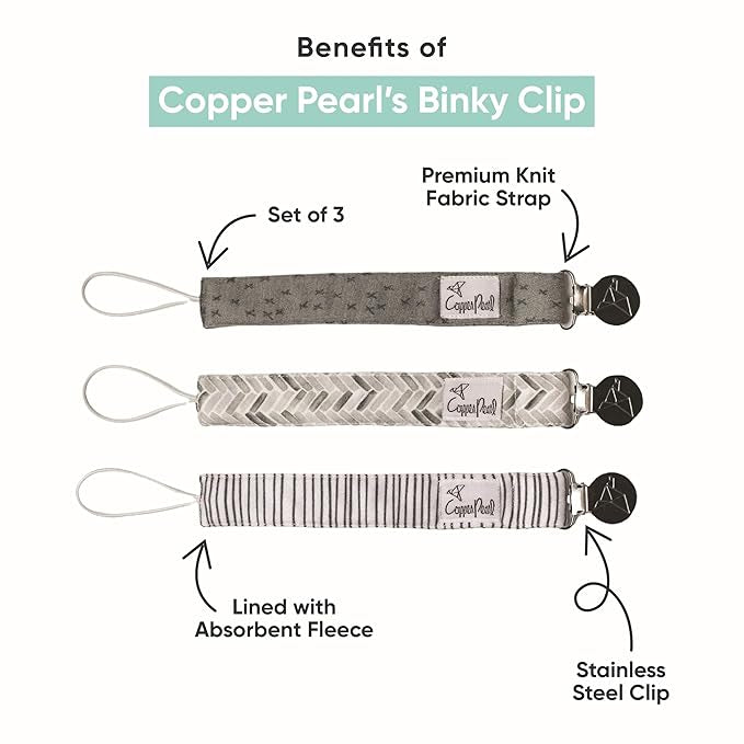 Copper Pearl- Binky Clips( 3Pk )