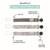 Copper Pearl- Binky Clips( 3Pk )