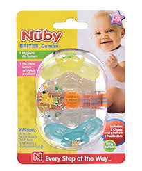 Nuby- Brites combo- 2 pacifiers 1 pacifier clip