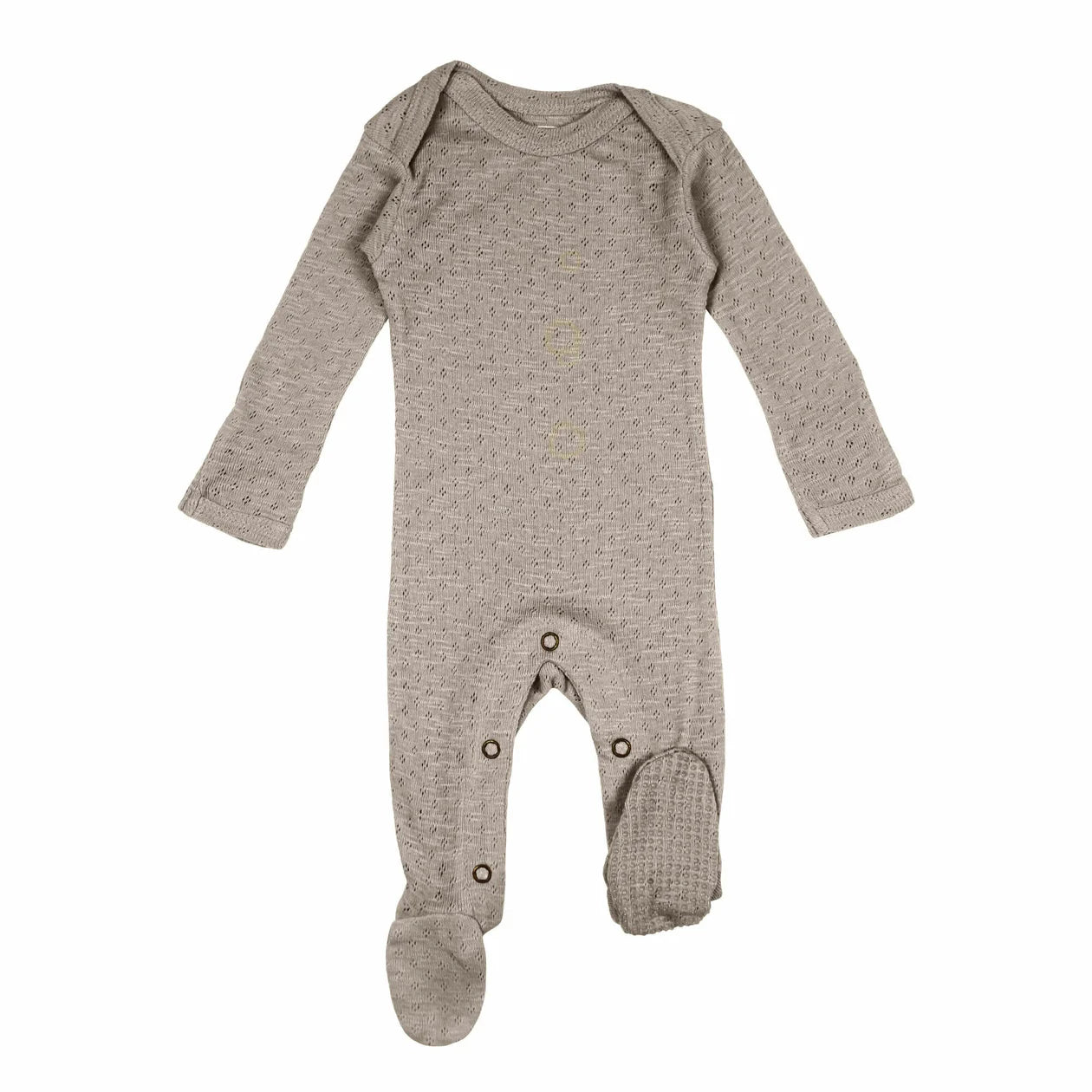 Pointelle Lap-Shoulder Footie Preemie-Nb Sand Castle