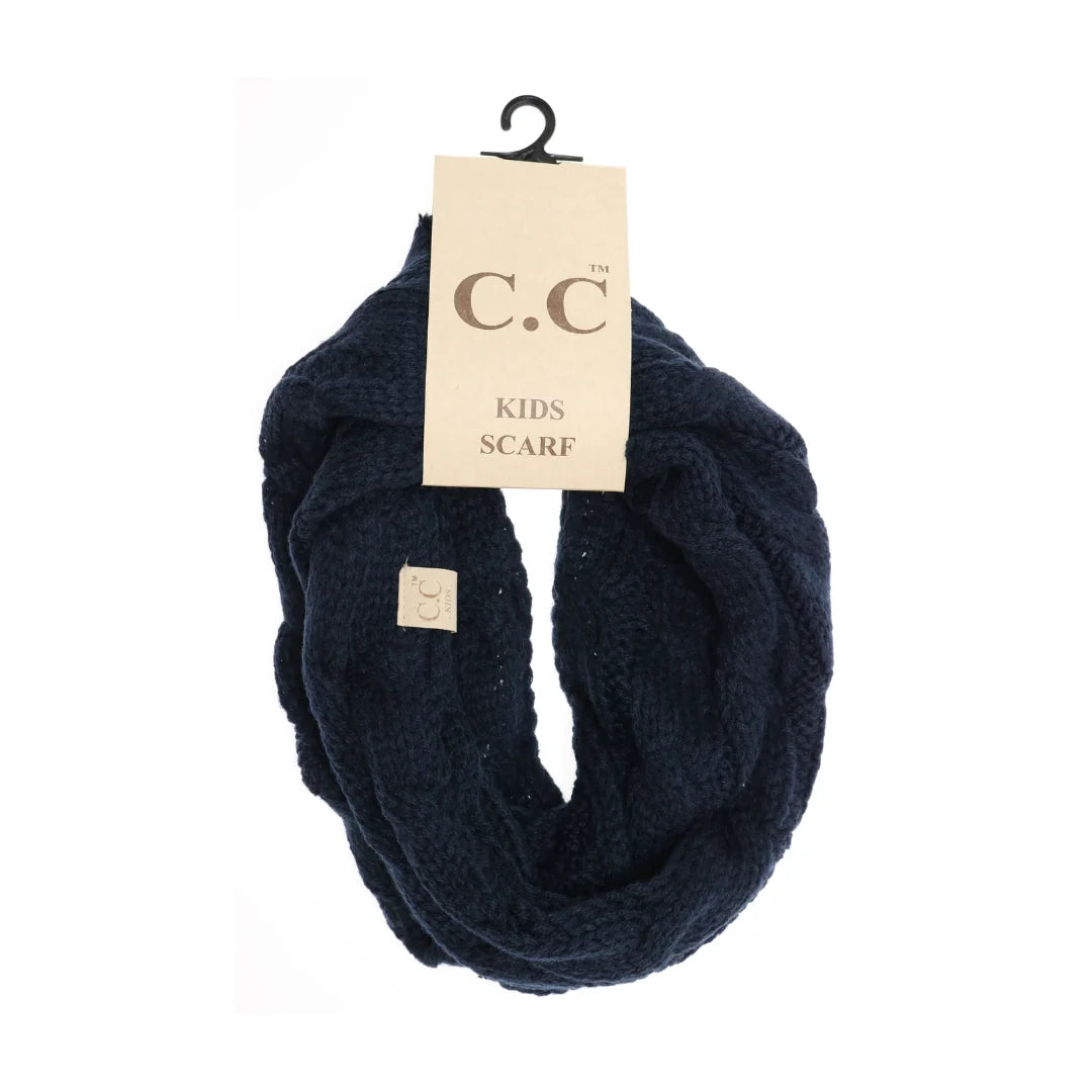 C.C | Solid Cable Knit Infinity Scarf-Black