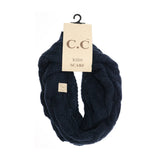 C.C | Solid Cable Knit Infinity Scarf-Black