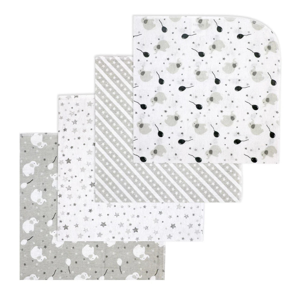 NECESSITIES BY TENDER THYME | 4 Pack Flannel Receiving Blankets - Elephant