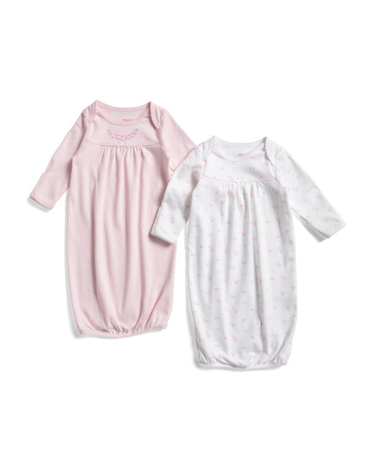 LITTLE ME | Pink Flower Gowns 2Pc 0-3M