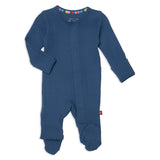 Magnetic Me- Dark Blue Waffle Knit Footie