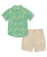 LITTLE ME | Foliage Woven Short Set