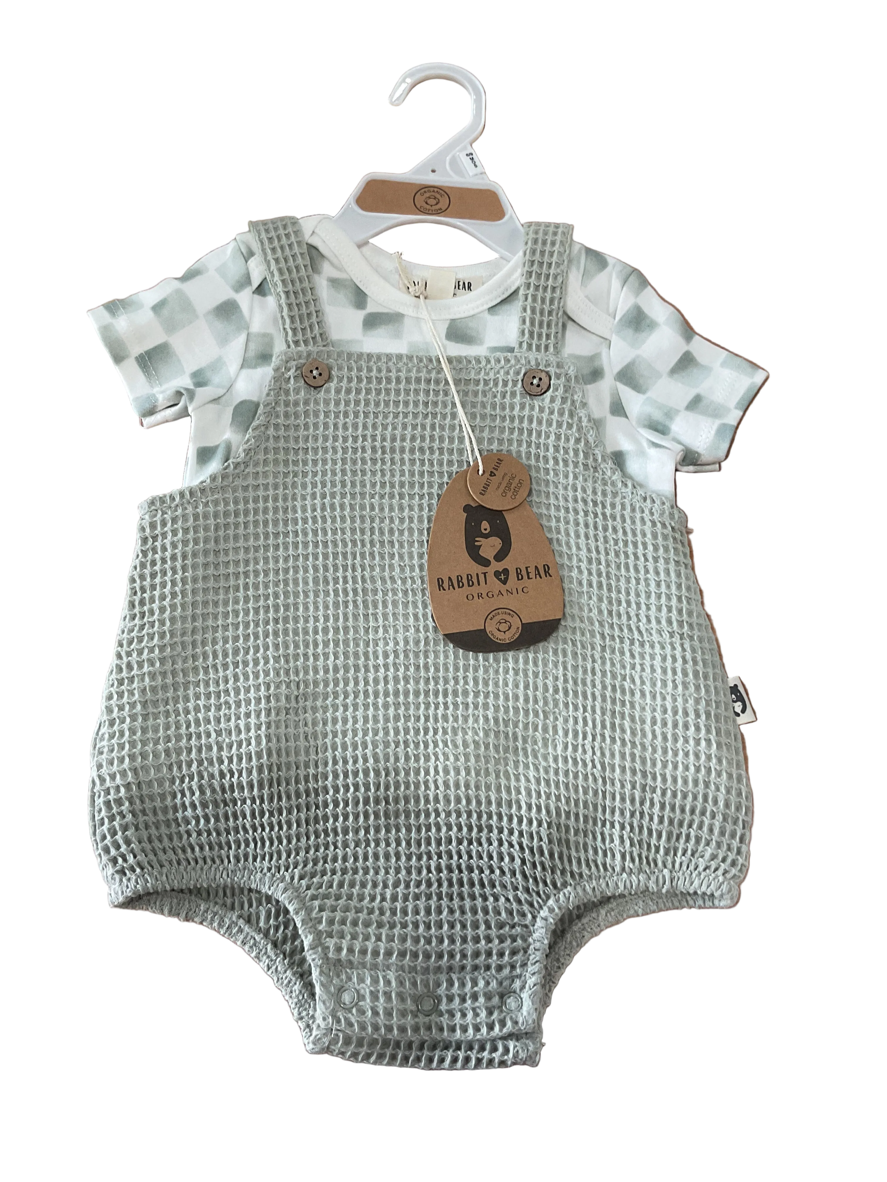 Rabbit + Bear Mint Shirt w/ overalls
