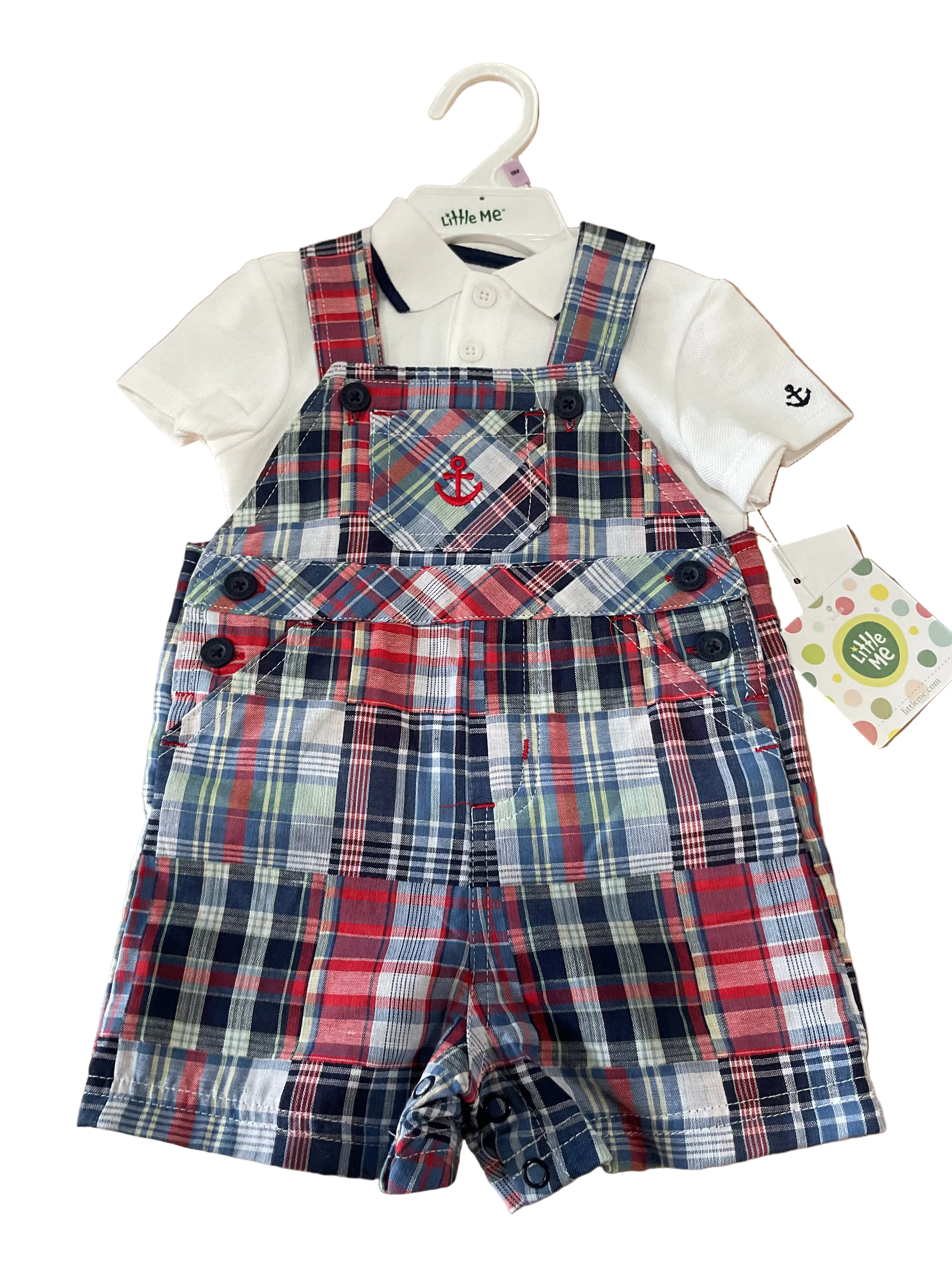 Little Me Woven Shortall Plaid 2PC